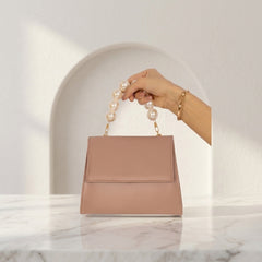 Pearl Handle Boxy Flap Bag