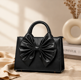 Black Structured Top Handle Handbag for Women