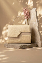 Two-Tone Diagonal Flap Handbag