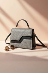 Two-Tone Diagonal Flap Handbag