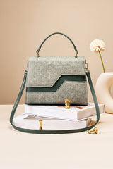 Two-Tone Diagonal Flap Handbag