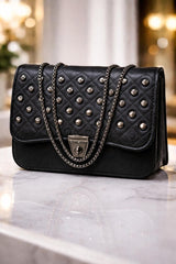 Studded Quilted Chain Bag