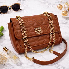 Quilted Flap Handbag with Chain Strap