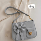 Bow Style Shoulder Bag with Front Pocket Lock