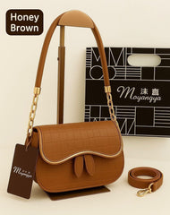 Elegant Croc Pattern Chain Shoulder Bag