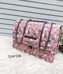 Floral Pattern Flap Bag with Chain Strap