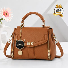 Elegant Cat Charm Mini Handbag