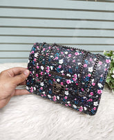 Floral Pattern Flap Bag with Chain Strap