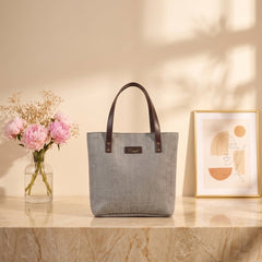 Classic Canvas Tote Bag with Leather Handles