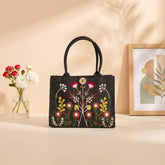Floral Embroidered Canvas Tote Bag