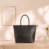 Classic Croc-Texture Zip Tote Bag