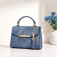 Elegant Marble Finish Top Handle Satchel Bag