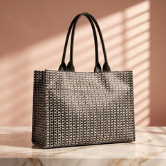 Premium Geometric Printed Tote Bag – Black & White