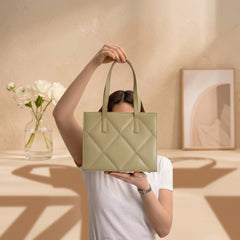 Quilted Structured Tote Handbag