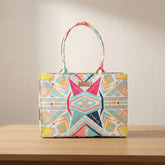 Pastel Aztec Print Structured Tote Bag