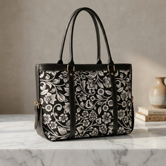Midnight Bloom Floral Canvas Tote Bag