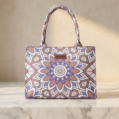 Pastel Mandala Print Structured Tote Handbag