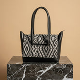 Elegant Monochrome Geometric Pattern Tote Handbag