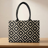 Classic Monochrome Geometric Print Tote Bag