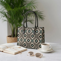 Modern Aztec Print Structured Tote Handbag