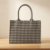Classic Monochrome Houndstooth Tote Handbag