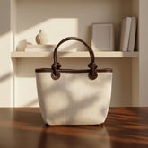 Classic Canvas Tote Handbag with Leather Handles
