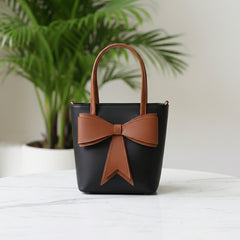 Elegant Two-Tone Bow Detail Handbag