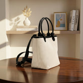 Classic Canvas Tote Handbag with Leather Handles