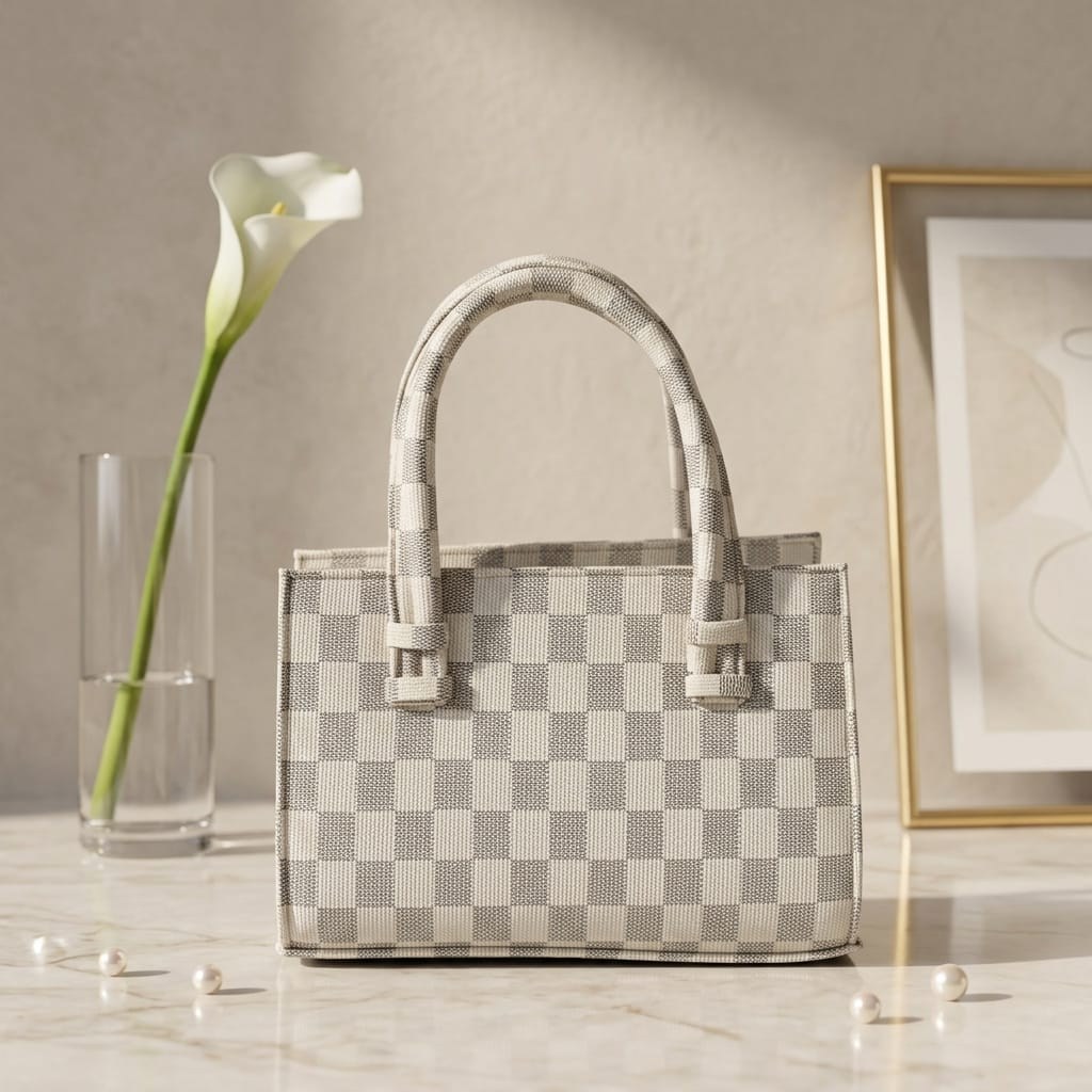 Checkered Print Tote Bag