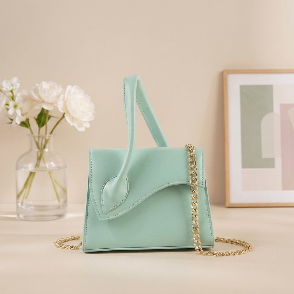 Asymmetric Cutout Flap Bag