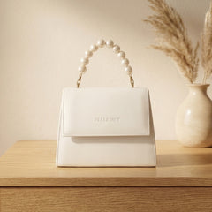 Pearl Handle Boxy Flap Bag