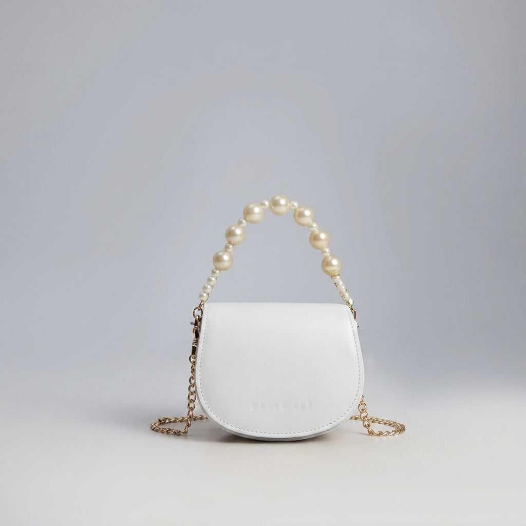 Pearl Chain Handle Saddle Bag