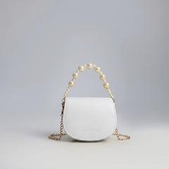 Pearl Chain Handle Saddle Bag