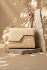 Two-Tone Diagonal Flap Handbag