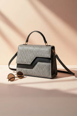 Two-Tone Diagonal Flap Handbag