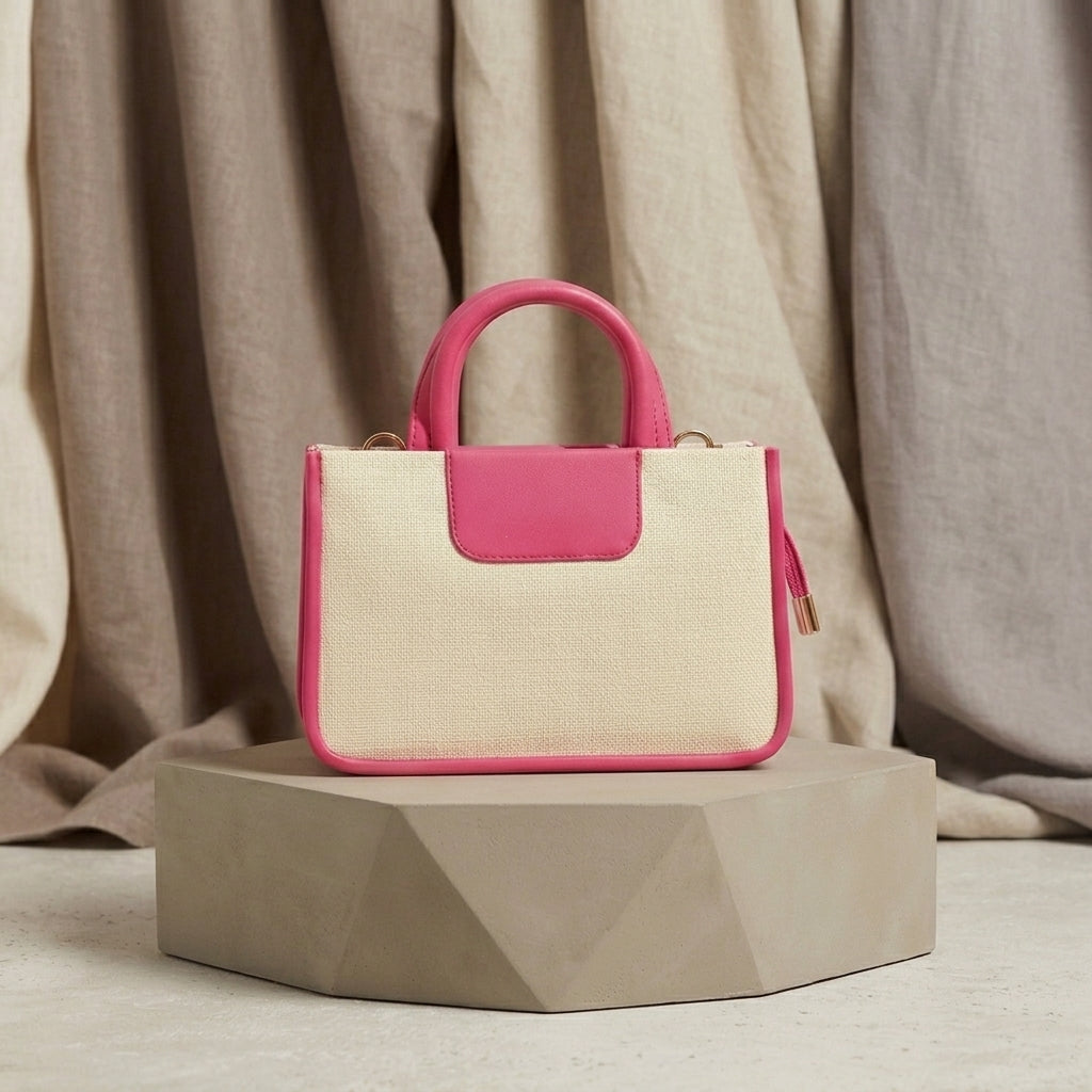 Two-Tone Canvas Mini Tote Bag