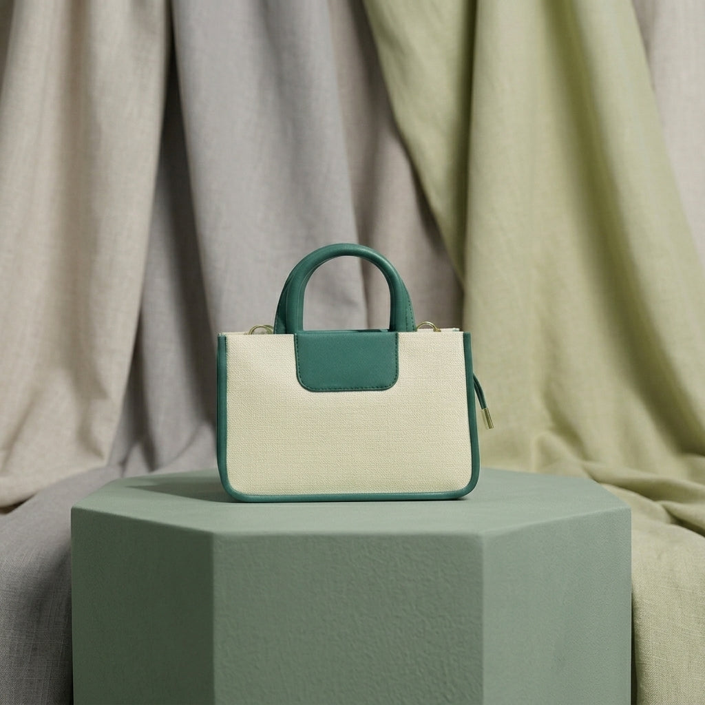 Two-Tone Canvas Mini Tote Bag