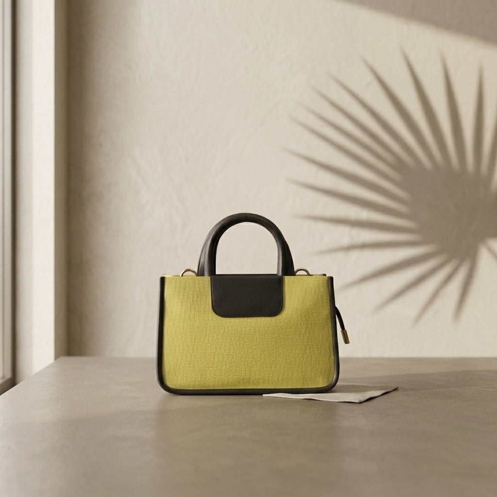Two-Tone Canvas Mini Tote Bag