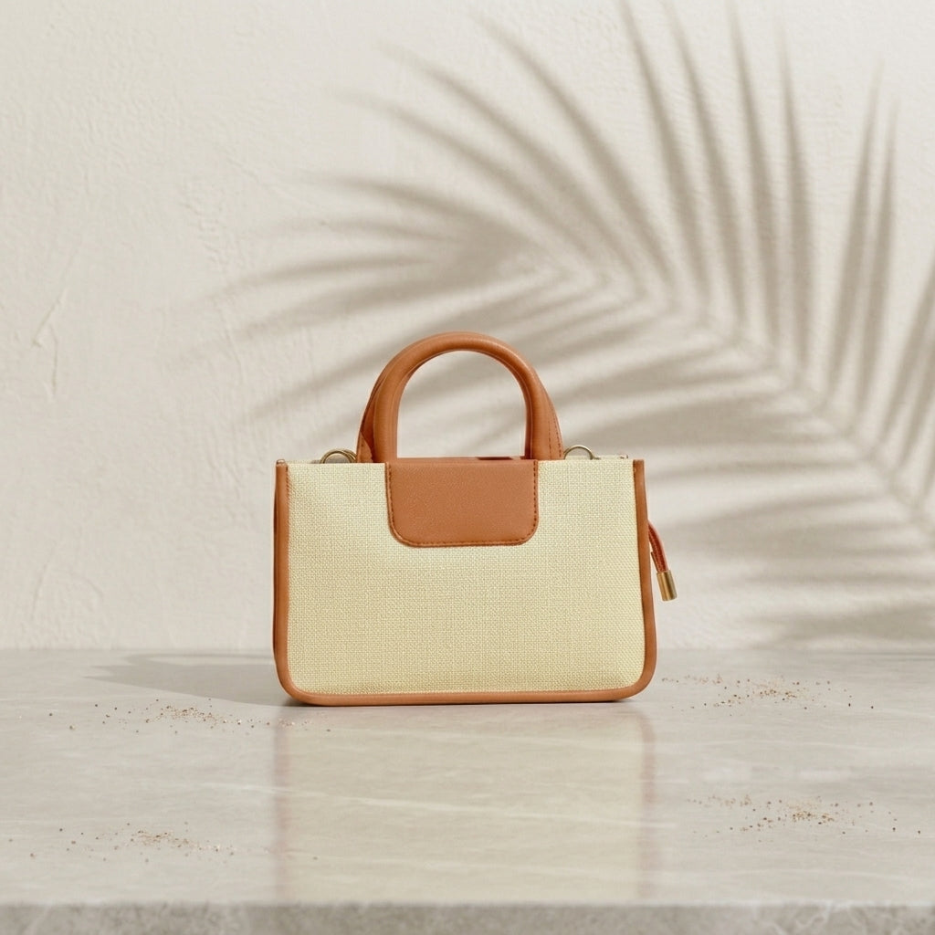 Two-Tone Canvas Mini Tote Bag