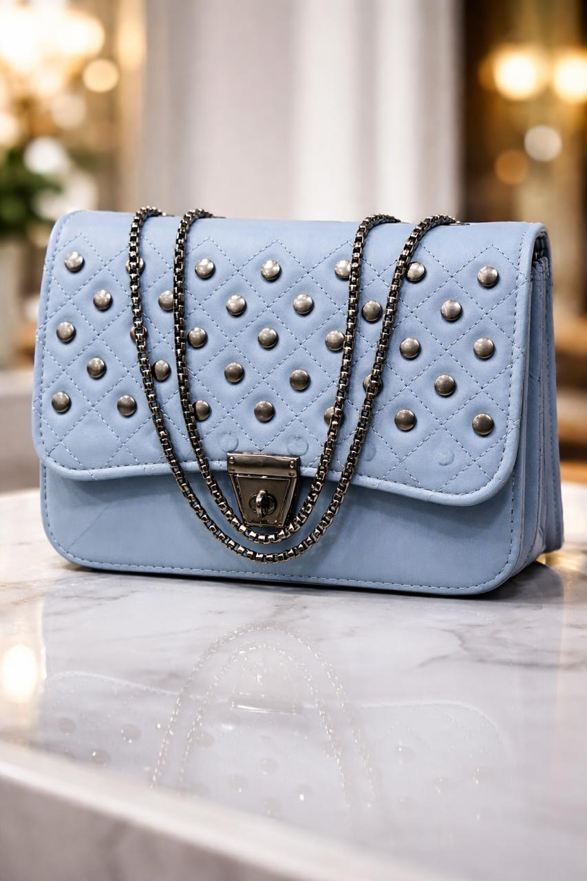 Studded Quilted Chain Bag