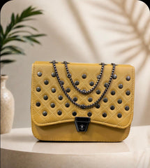 Studded Quilted Chain Bag
