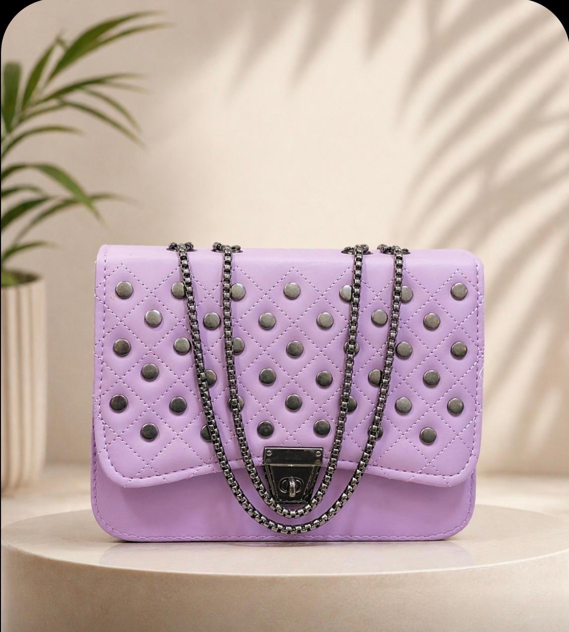 Studded Quilted Chain Bag
