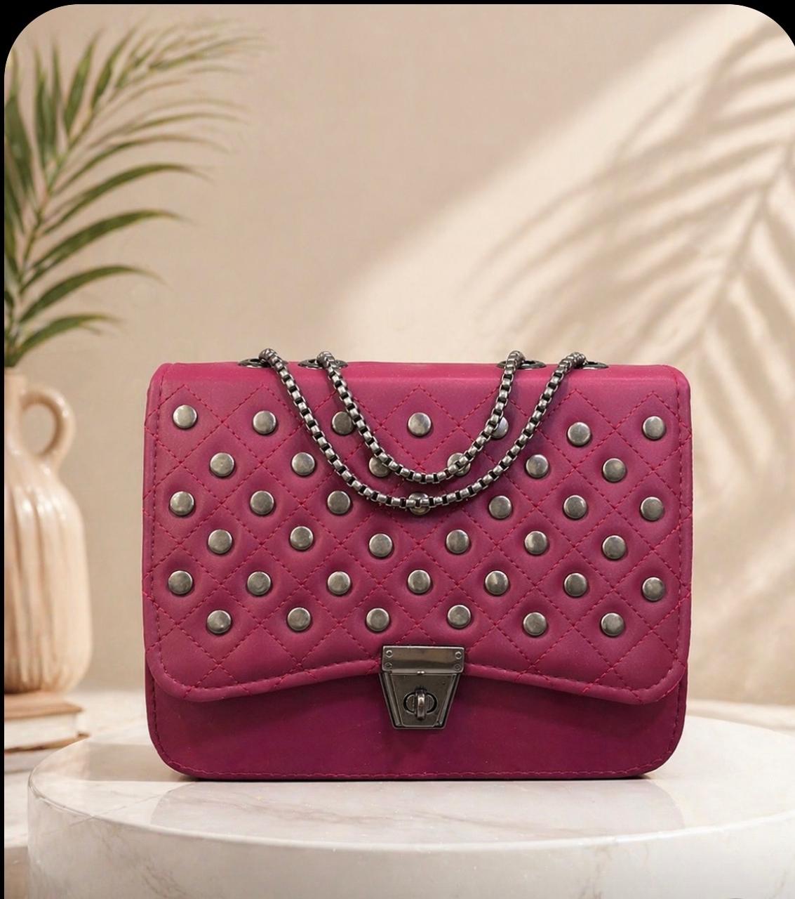 Studded Quilted Chain Bag