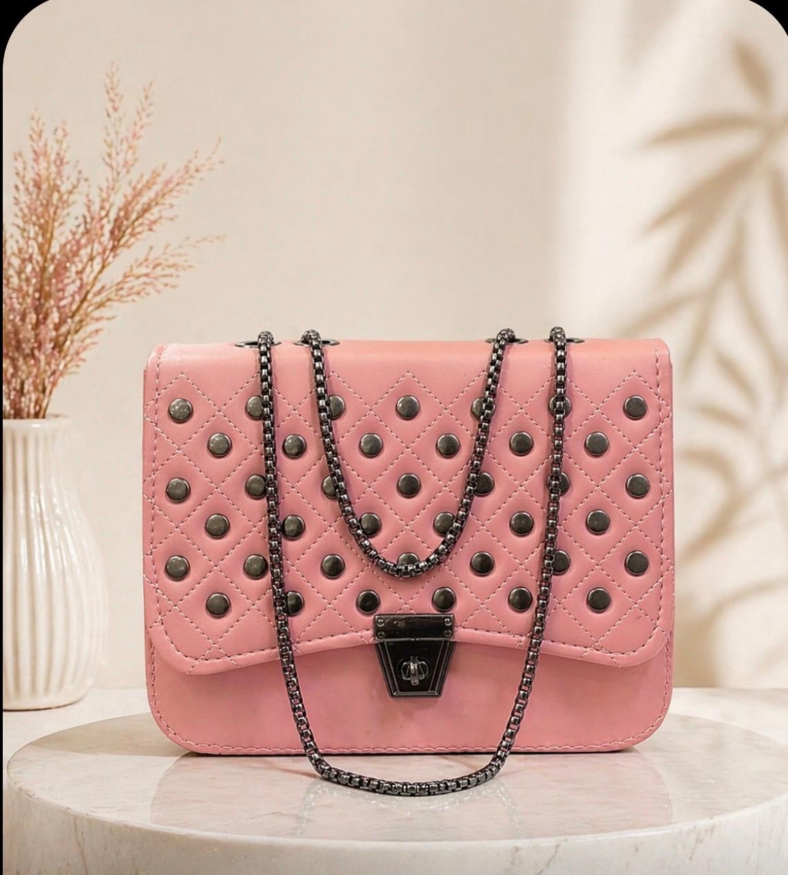 Studded Quilted Chain Bag