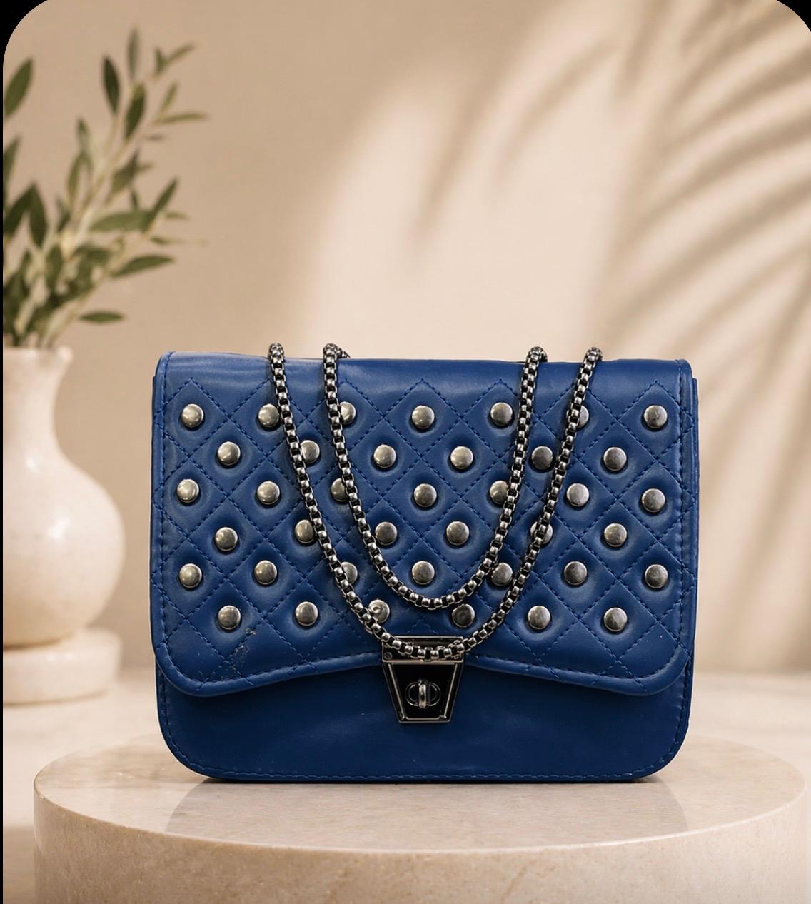 Studded Quilted Chain Bag