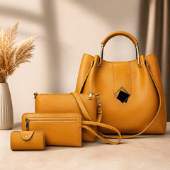 Tan 4-Piece Tote Bag Set