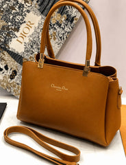 Christian Dior Style Brown Structured Tote Bag