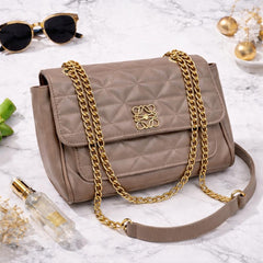 Quilted Flap Handbag with Chain Strap