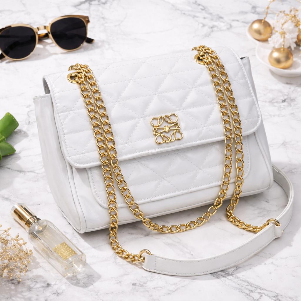 Quilted Flap Handbag with Chain Strap