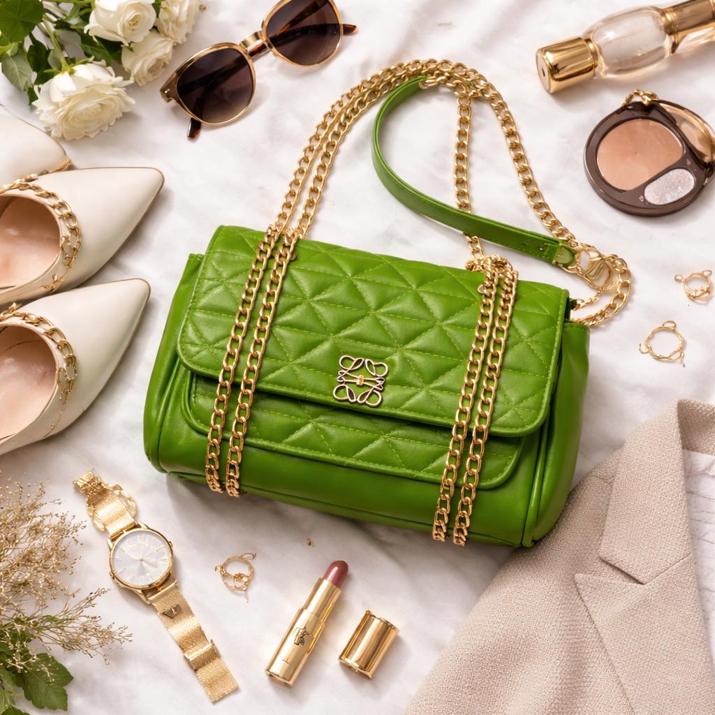 Quilted Flap Handbag with Chain Strap